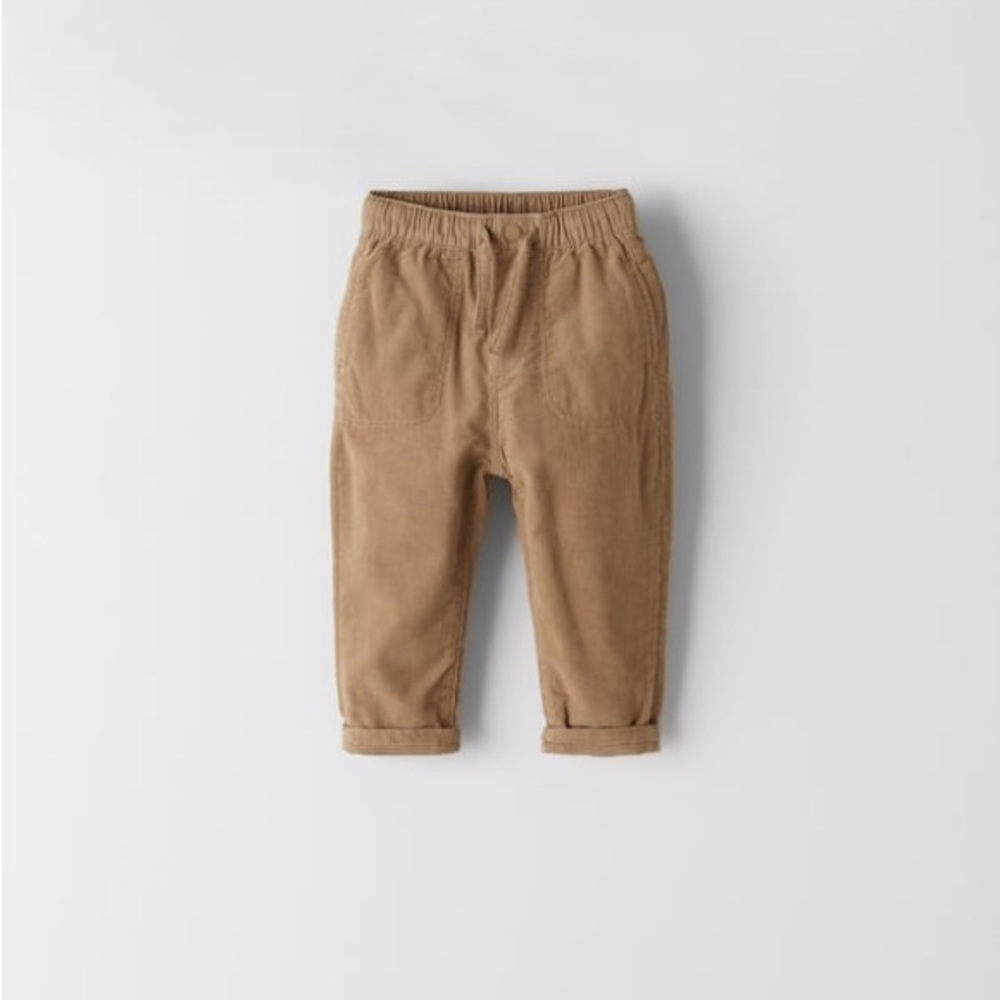 Zara BASIC KNIT LINED CORDUROY PANTS 9-12 Months